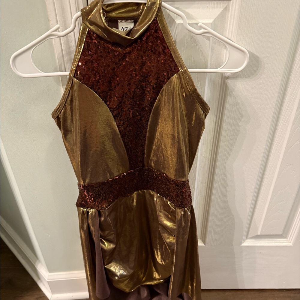 Metallic dance costume child medium: good as gold